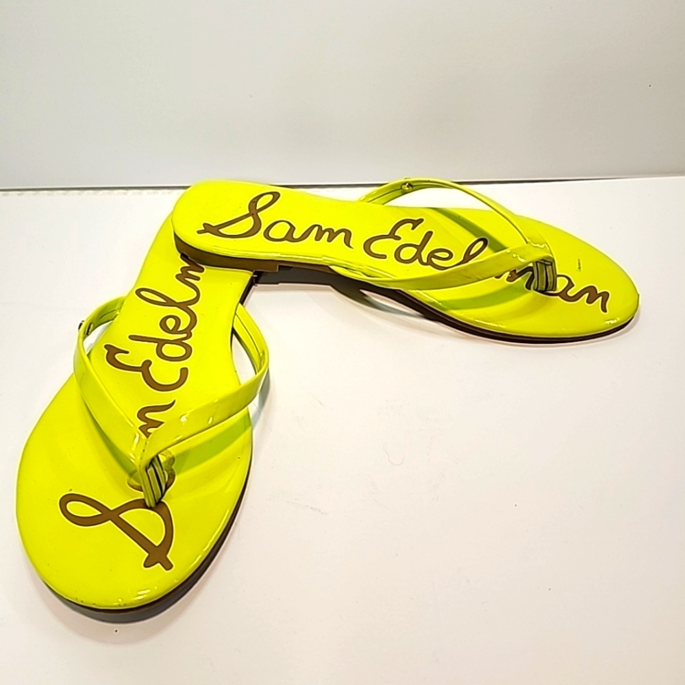 Sam Edelman Women's Size 6 Slip-on Slippers Sandals Neon Green/Yellow Flip Flop